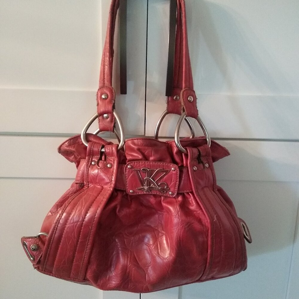 CORAL LEATHER HANDBAG BY KATHY